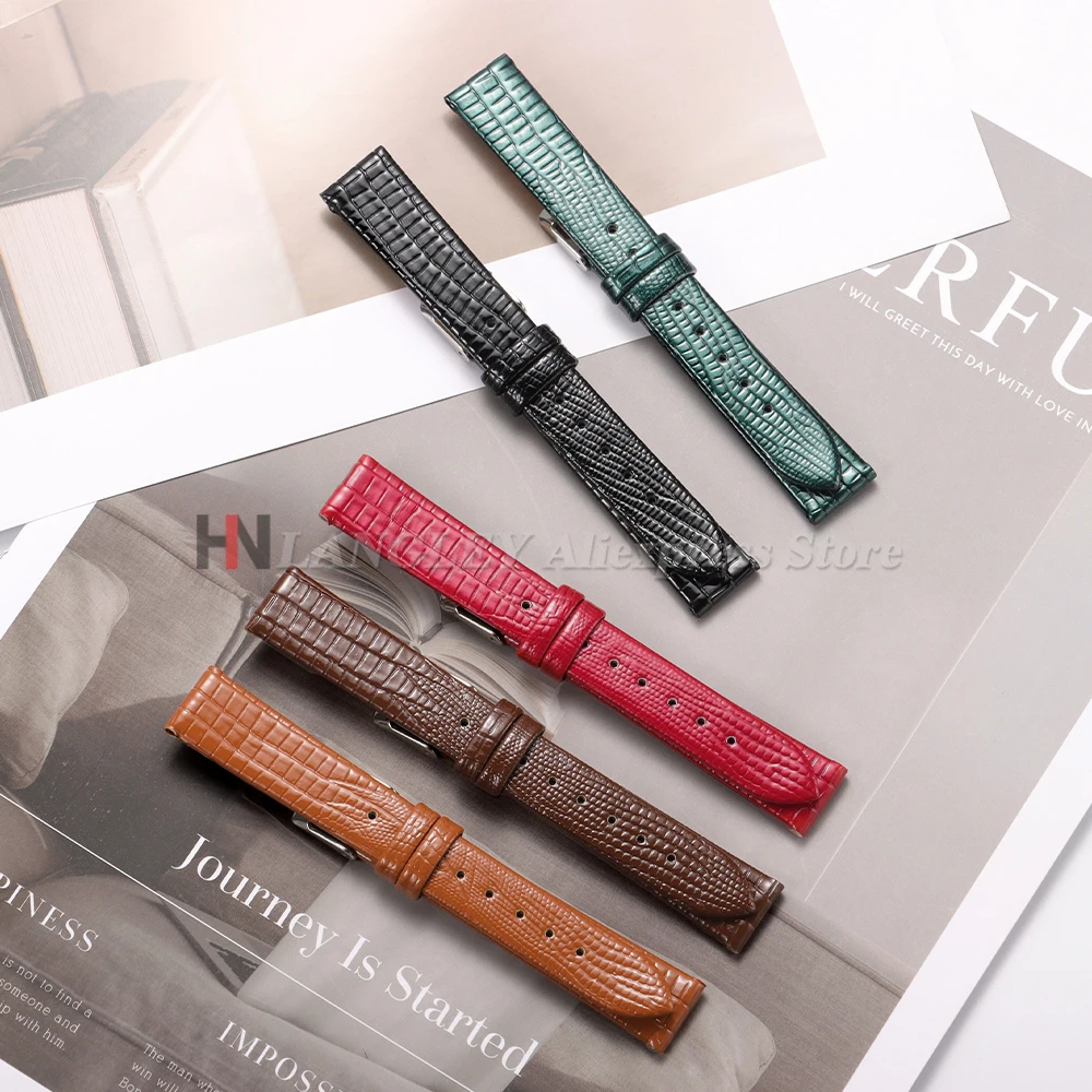 8mm 10mm 12mm 14mm 16mm Vintage Lizard Pattern Leather Thin and Soft Watchband for Armani for Women Men Universal Watch Bracelet