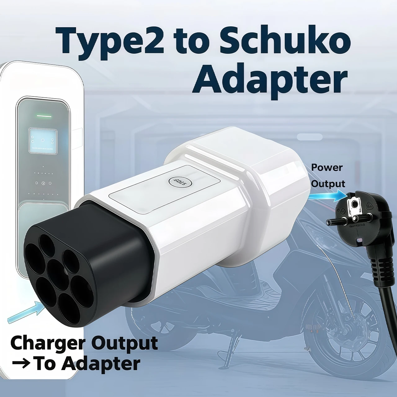 タイプ2-ソケットアダプター、ev充電スタンドからの220v電源、電動ダートバイク・電動バイク充電用コンバーター