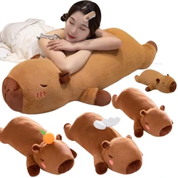 60/80/100cm Kawaii Stuffed Capybara Animals Fruit Persimmon Long Pillow Cushion Soft Doll Cartoon Toys Baby Gifts Cushion Decor