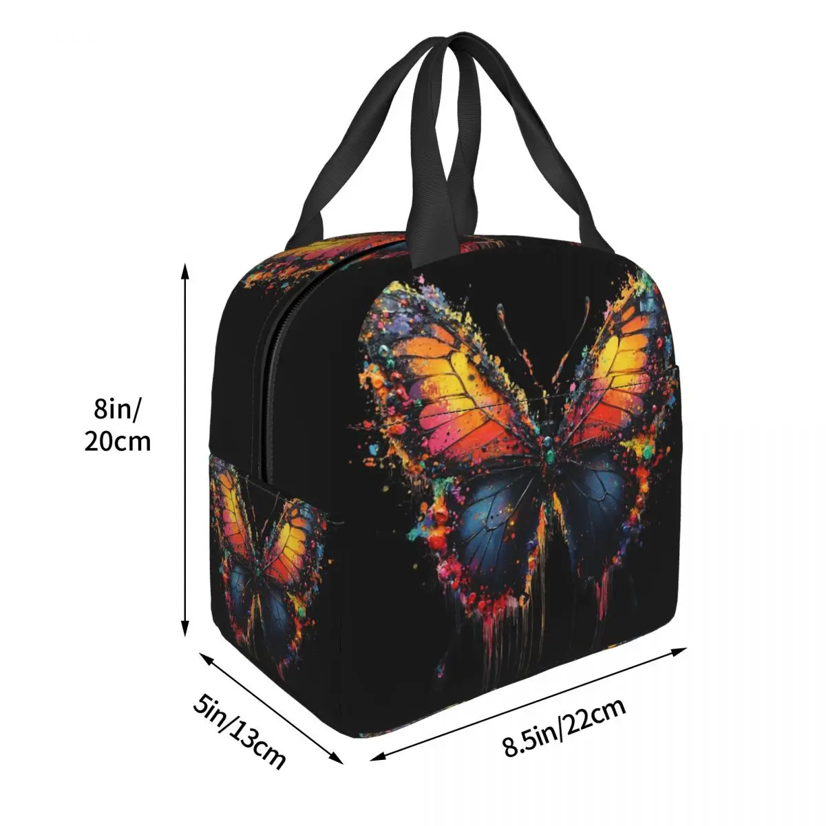 Vibrant Graffiti Butterfly Design Insulated Lunch Bag for Women Kids Portable Food Boxes Thermal Lunch Box Tote