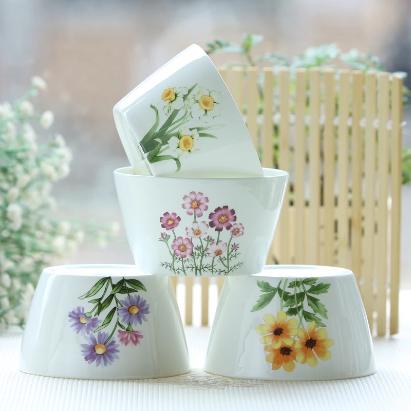 8-piece Set, Fine Bone China Tableware, Flower Painting, Korean Style, Porcelain Dinner Sets, Ceramic Kitchen Dishes