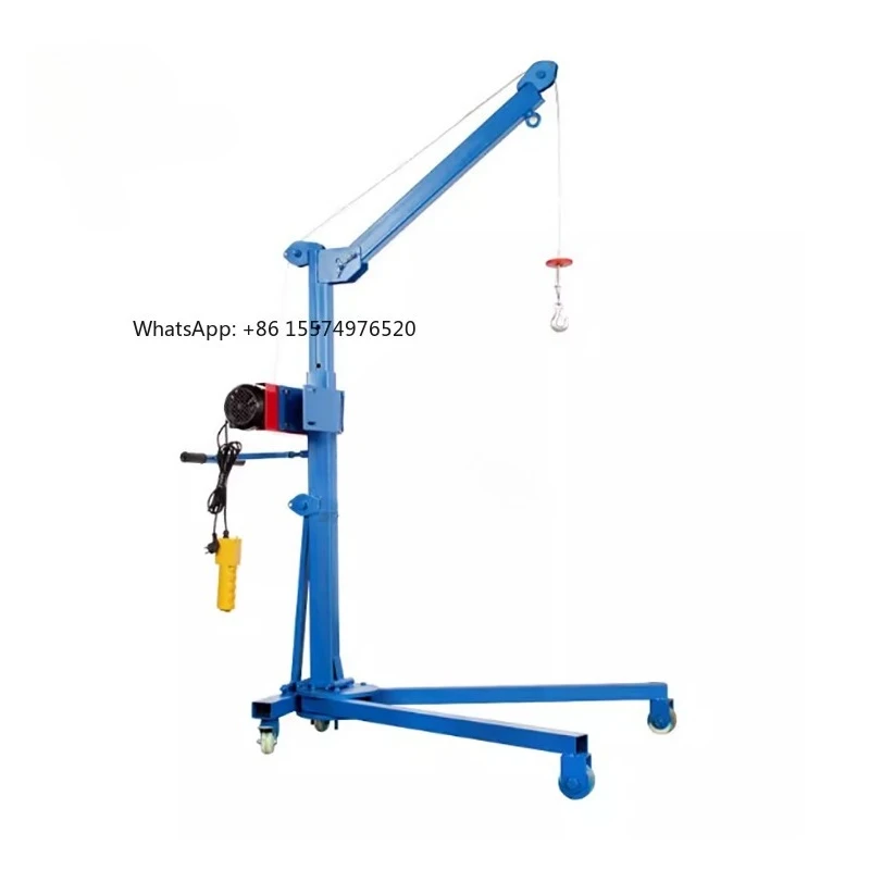 Hand Operation Mobile Mini Crane Portable Mobile Wheel Small Lift Floor Crane Foldable Shop Crane With Manual Winch Hand