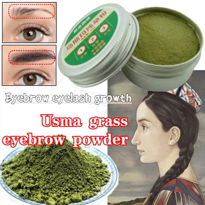 Usma Grass Eyebrow Powder Natural Grass Powder Usman Hair Growth Powder Nutrient Liquid Eyebrow Eyelash Growth Liquid