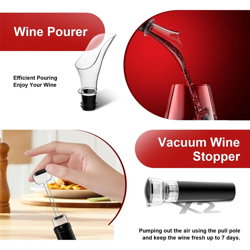 Elektrischer Weinöffner: Automatischer Weinflaschenöffner mit Folienschneider, Weinausgießer, Vakuumstopfen, für die Küche zu Hause Barb64b