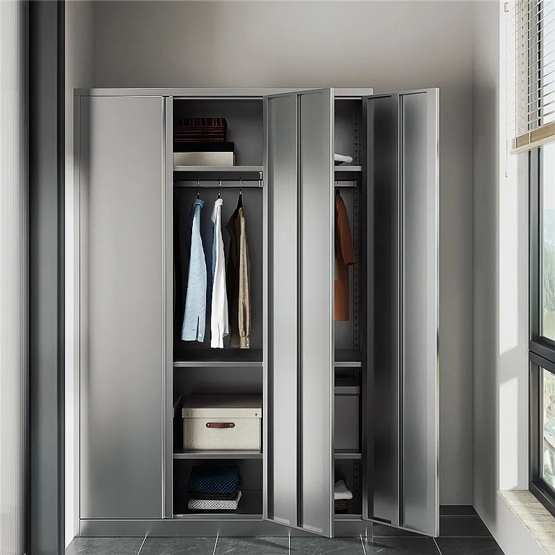 Customized 304 stainless steel wardrobe household bedroom balcony sunscreen waterproof metal locker sundries storage cabinet