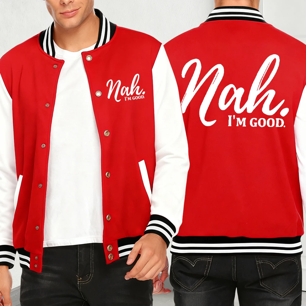 

Nah I'M Good Print Осенняя мужская одежда Y2K Мужская уличная индивидуальная одежда Повседневная модная куртка Флисовая разноцветная уличная одежда