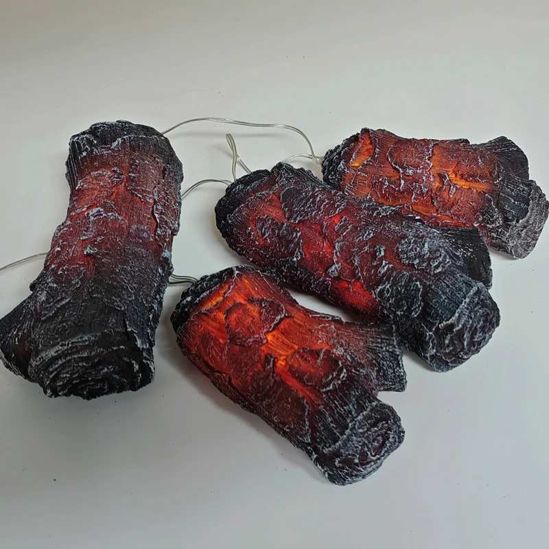 1 Set 3D-Harz-Holzkohle-Lampe, simulierte Holzkohle-Streifen, Kamin-Dekorationszubehör, LED-Carbon-Feuerlicht zur Dekoration – Detail 19