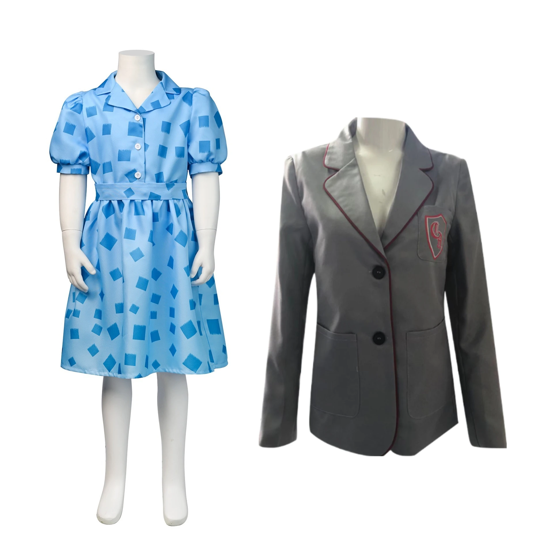 

Movie Matilda Cosplay Costume Adults Children's Blue Dress Women Girls School Uniform Coat JK Suit Coat Matilda Roleplay Suit