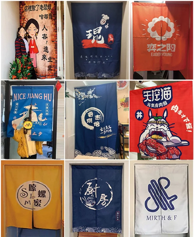 Door Curtain Custom Logo Kitchen Partition Cloth Bathroom Commercial Half Curtain Cover Free Perforation-free Privacy Hanging