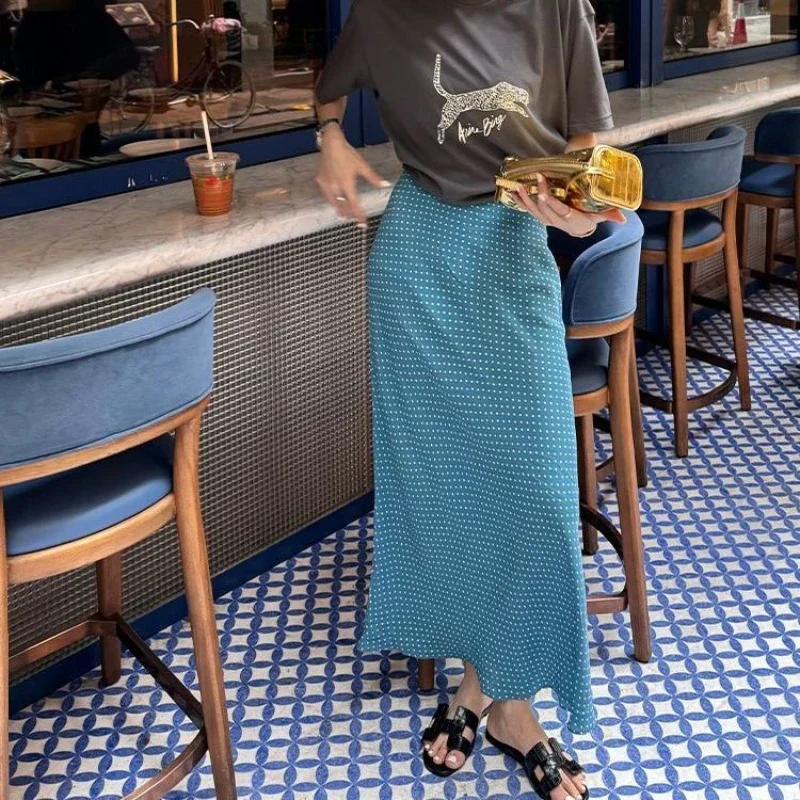 Robe française taille haute pour femme, tempérament rétro, point de vague, simple, douce, commconsul2025