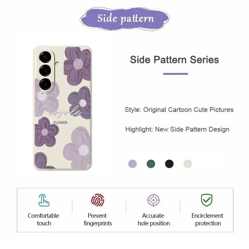 紫色の花柄スマホケース Samsung Galaxy A56 A32 A23 A22 5G A32 A23 4G A55 A54 A53 A52 A51 A35 A34 A31 A25 ソフトカバー