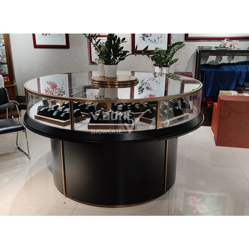 

custom.modern luxury standing glass jewellery displays round jewelry shop cabinet display counter for store window furnitur