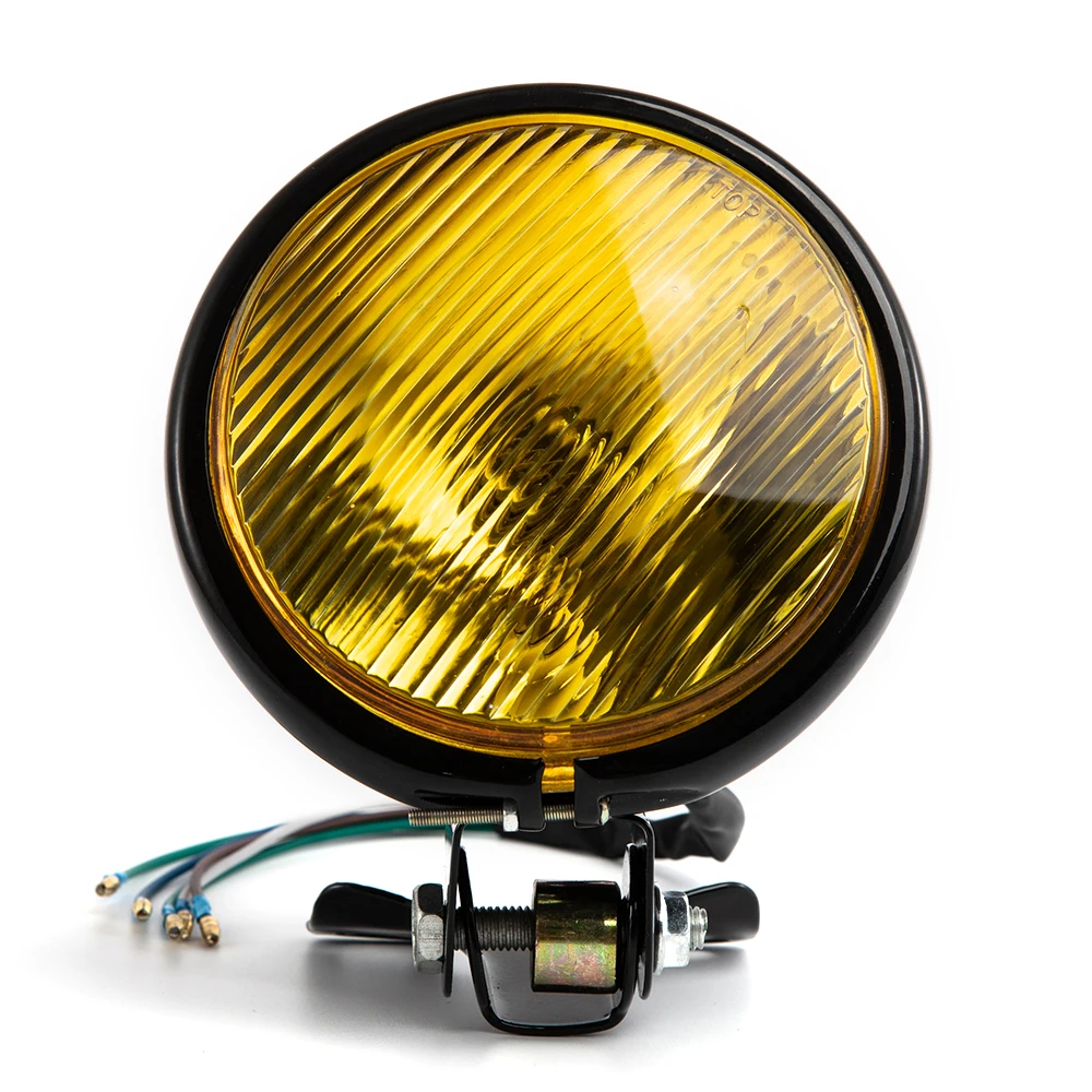 

Motorcycle Front Headlight Metal Retro Round Far and Near Lights with Holder 5 Inch 35W 12V for Harley / Suzuki High Quality