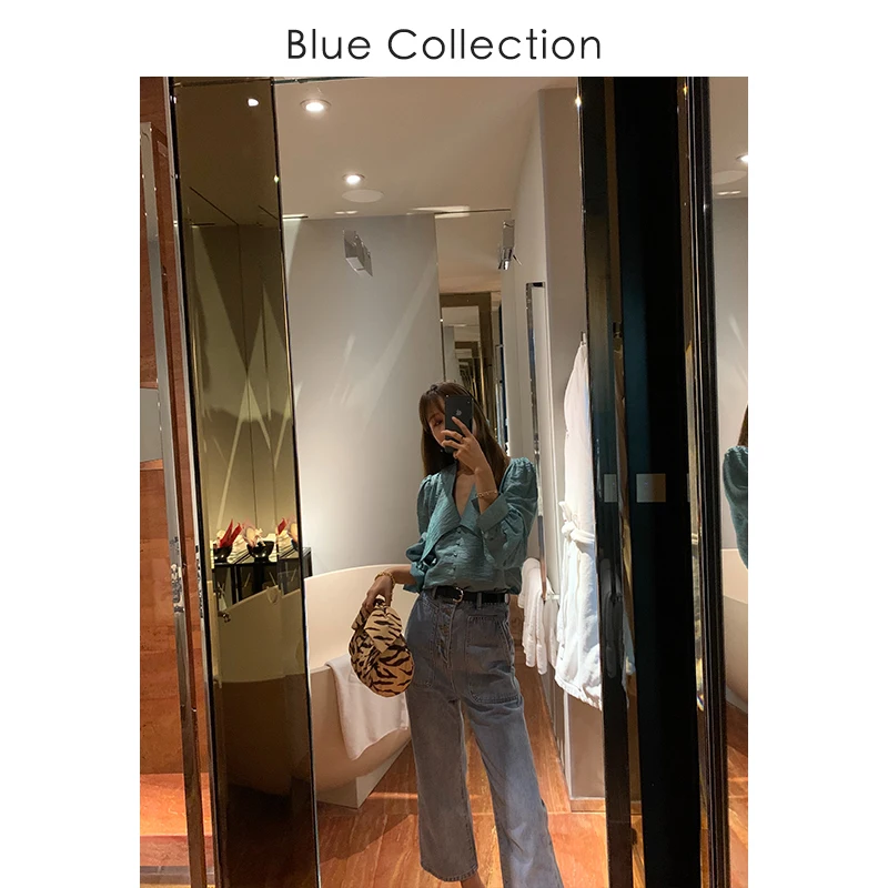 

Bluetique High Waist Wide Leg Denim Jeans Women's Spring Autumn Slimming orts Eighteen Wide Leg Pants Cotton Stretch Denim