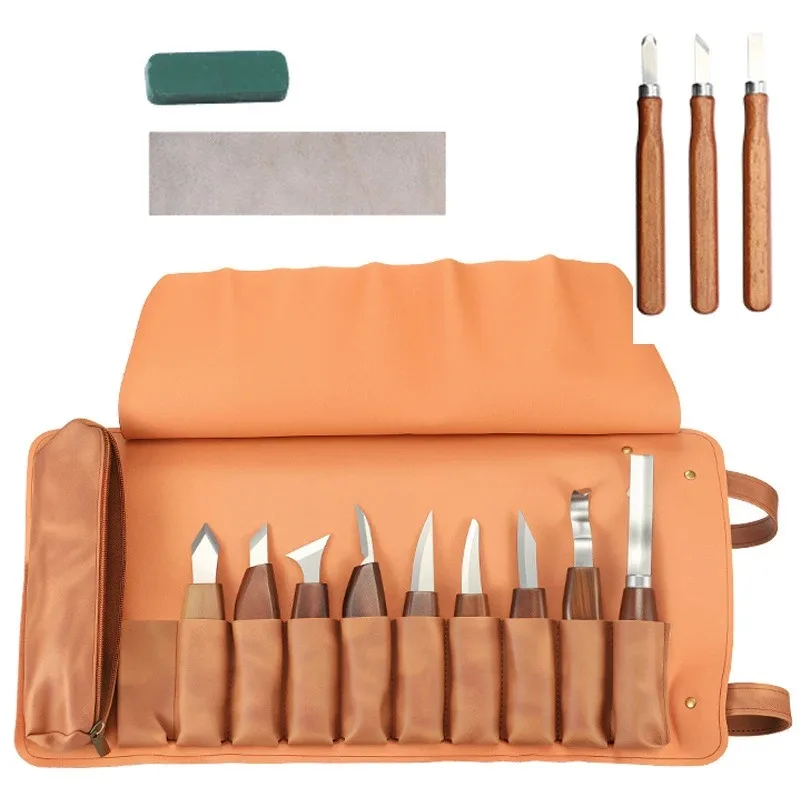 1 Set Carving Knife Set 15 Pcs Woodworking Carving Knives Professional Manual Engrave Tool Kit DIY Wooden Handle Tools Suit