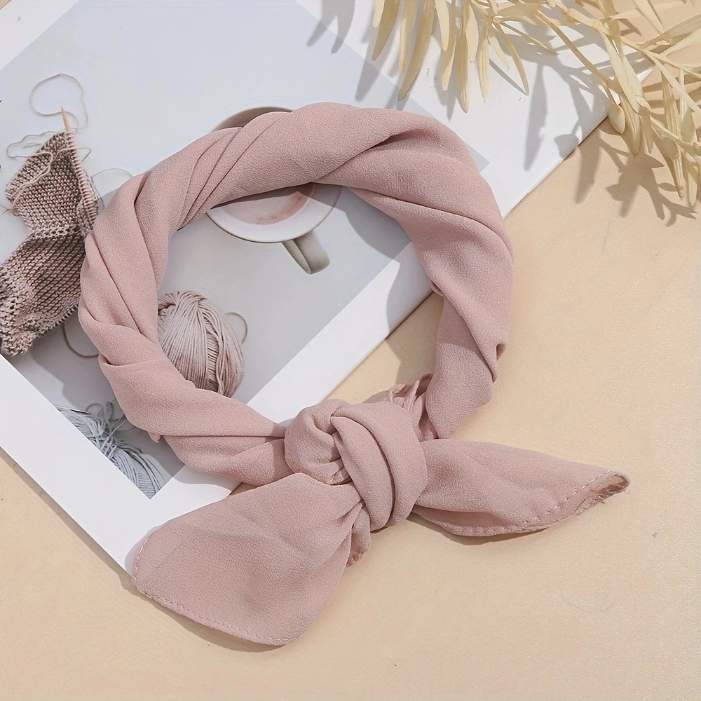 60*60cm Solid Color Small Square Scarf for Women Spring and Autumn Simple Tie Versatile Hairband Decoration Summer Scarf Ribbon