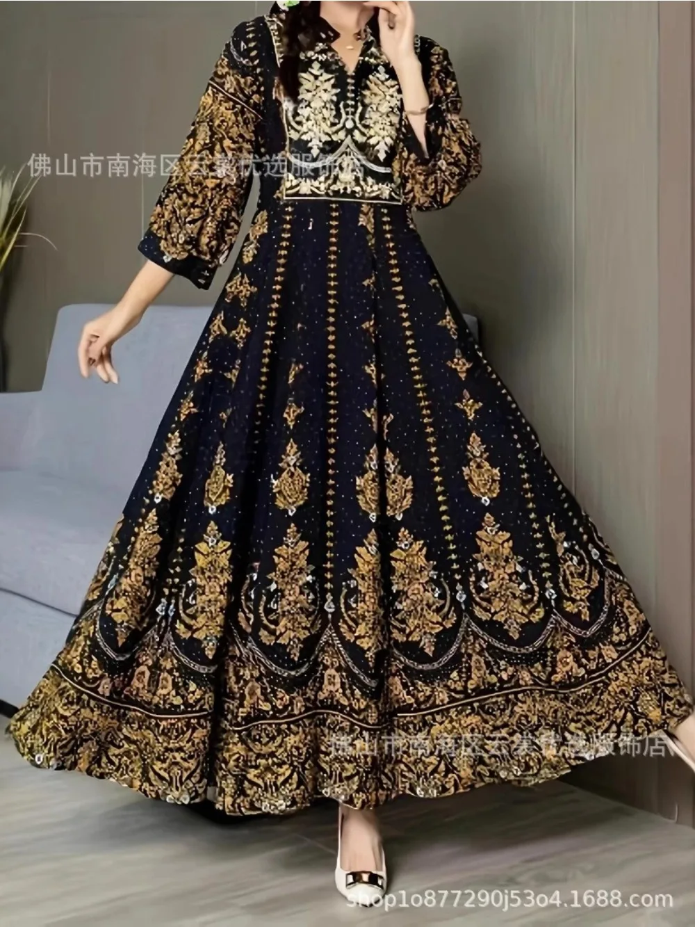 Eid femmes Robe musulmane Abaya fête Jalabiya Ramadan robes longues broderie robes Largos caftan arabe longue Robe maroc caftan