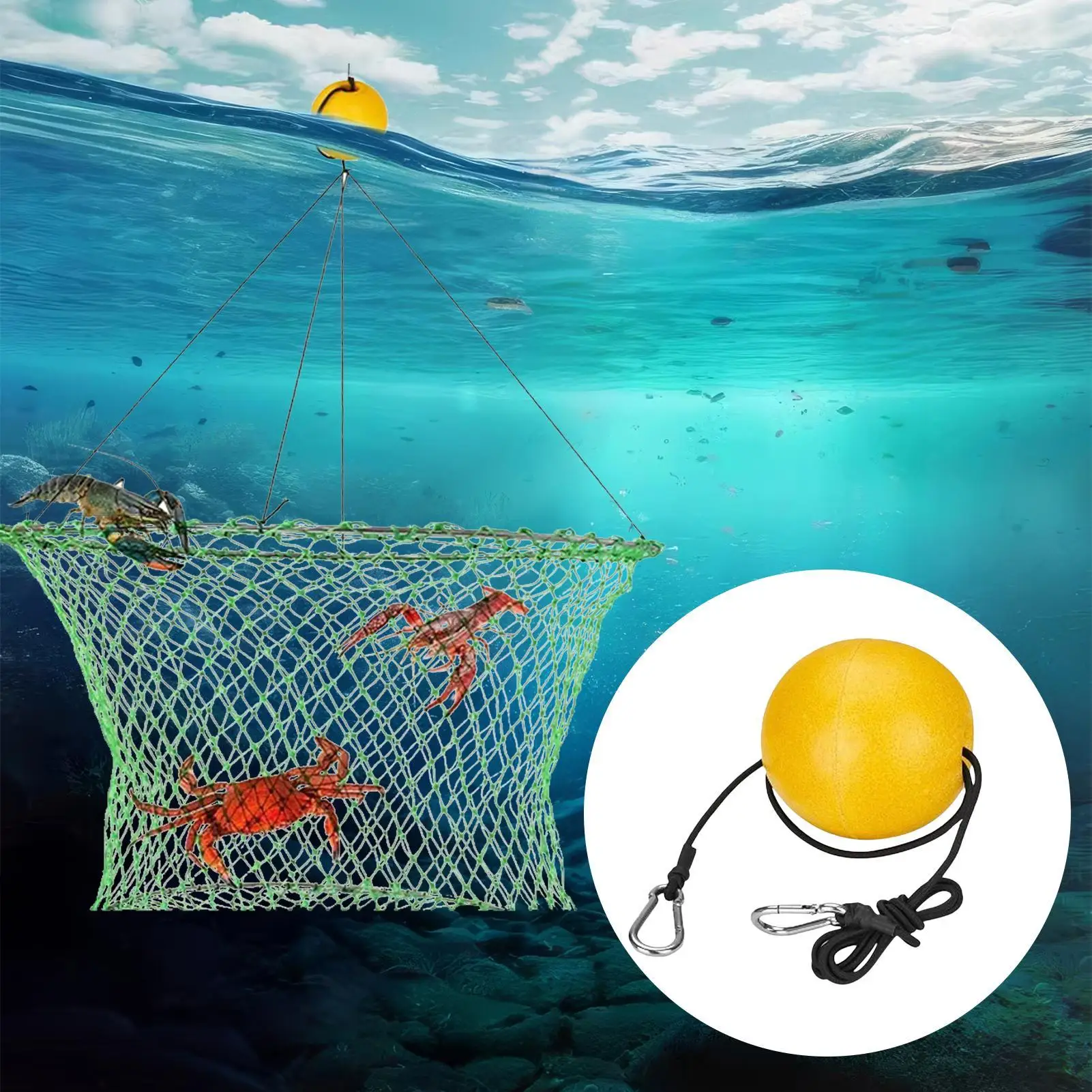 العوامة تعويم كراب فخ علامة عالية الوضوح مع الحبل ومشبك لقارب الكاياك الزورق حوض البحرية درب Crabbing التزلج في الهواء الطلق