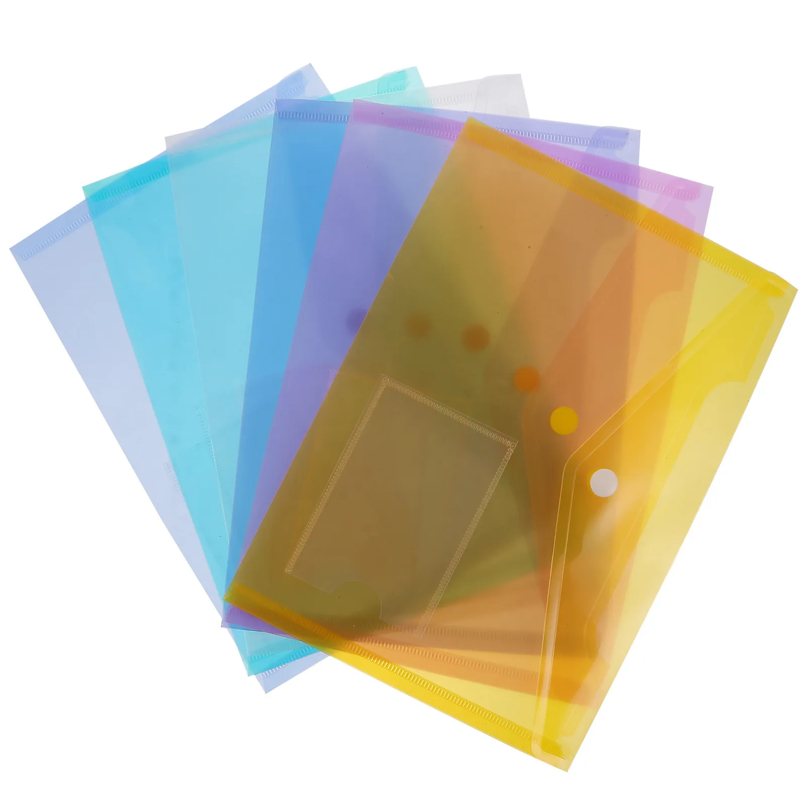 30Pcs A5 Clear Document Bag Premium PP Plastic Buckle File Bag with Name Pocket for Students Office Workers Receipts Records