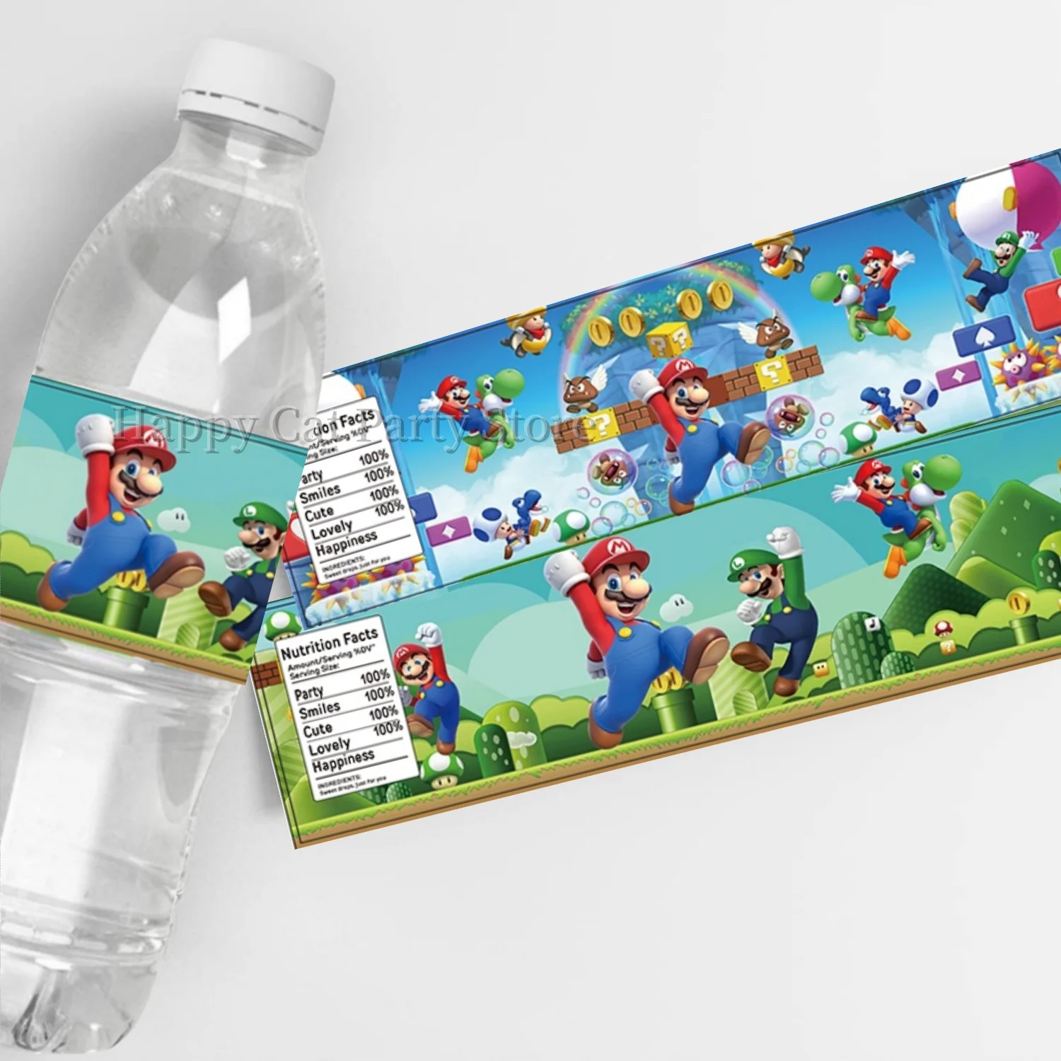 Mario Stickers Super Mario Birthday Decoration Mario Bros Sticker Water Bottle lable Water Cup Sticker kid Party Favors Supplies