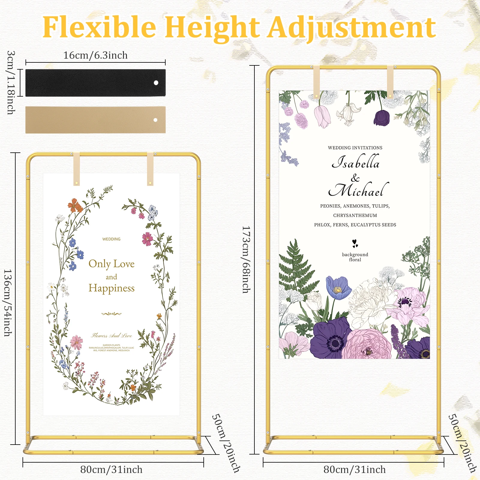 Złoty Stojak na Łuk Ślubny Dekoracja Imprezowa Łuk z Balonów Regulowana Rama Uchwyt na Tło Stojak na Tabliczki Powitalne na Imprezy Uchwyt na Plakaty