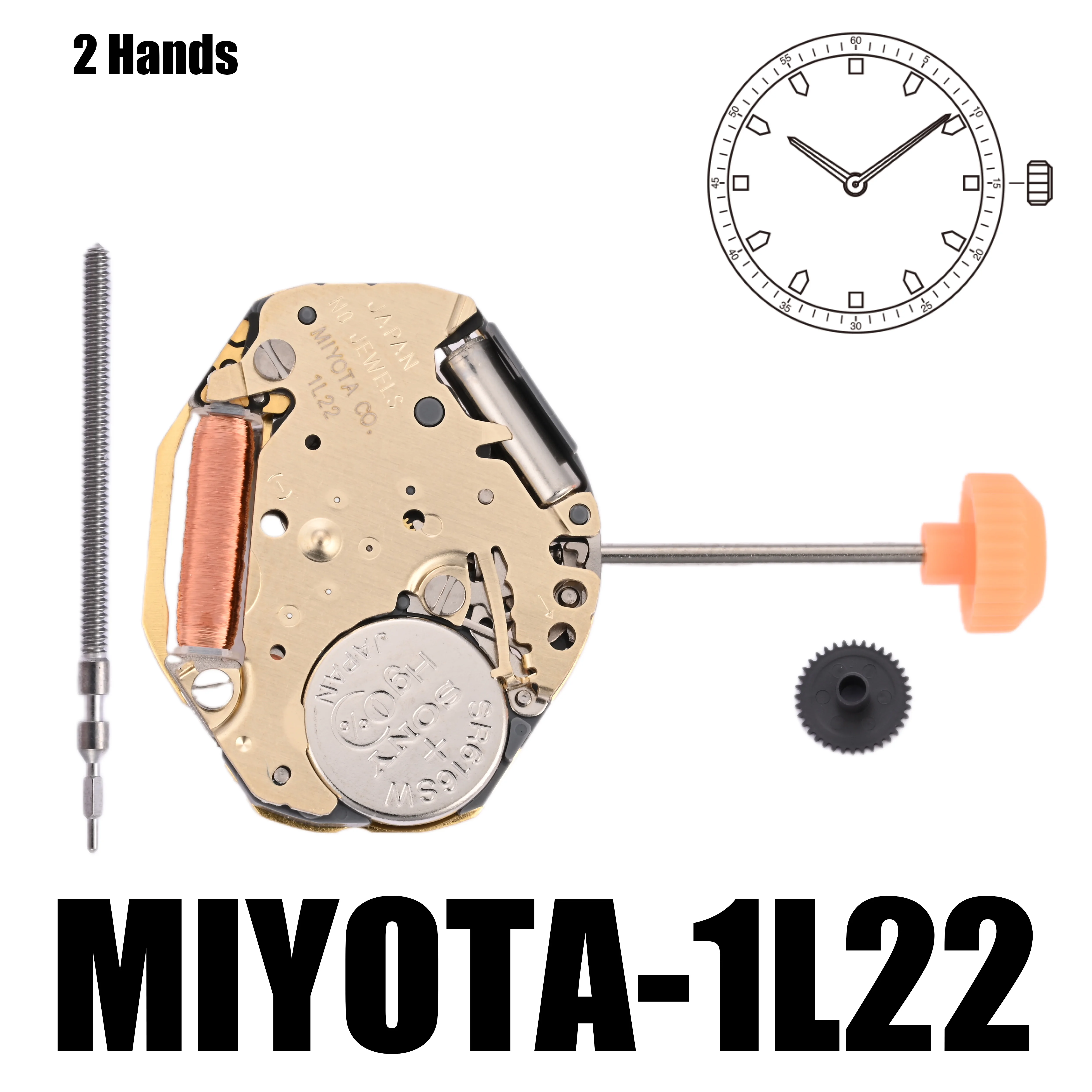 Japan Genuine 1L22 Movement Japan Miyota 1L22 Movement 2 Hands Overall Height 3.3mm