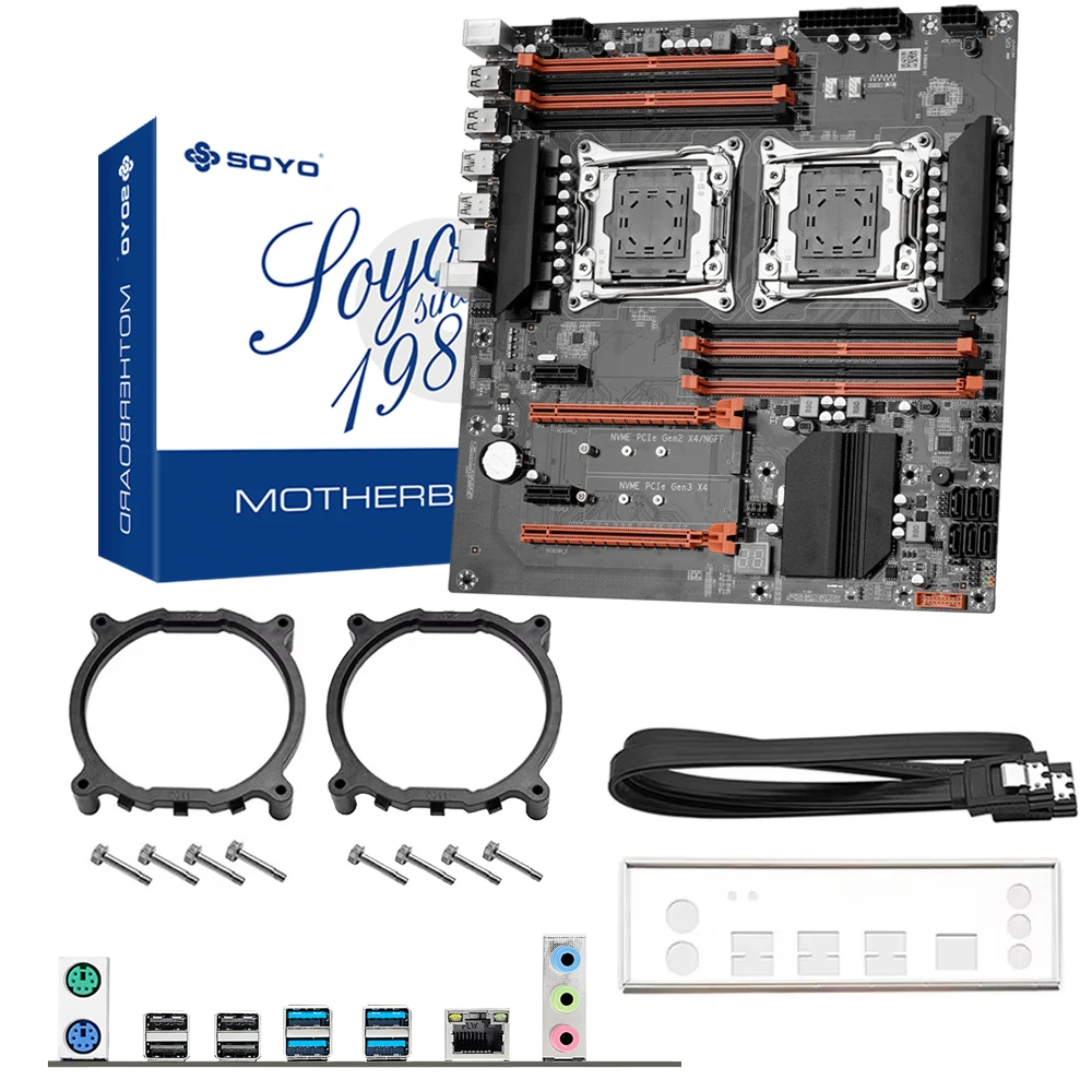 SOYO X99 듀얼 게이밍 마더보드 E5 2680 V4*2 CPU DDR4 RAM 32GB(8G*4) LGA2011-3 키트 인텔 콤보 M.2 데스크탑 컴퓨터…