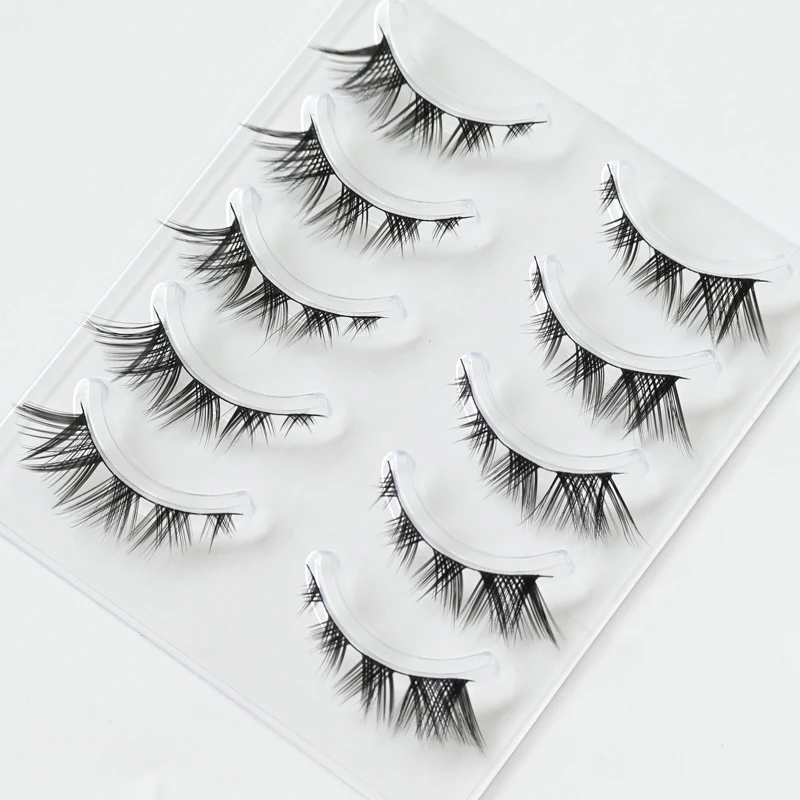 5 Pairs Fox Eye Lashes 5-12mm False Eyelashes Natural Eyelash Extension Cat Eye Eyelashes Anime Effect Makeup Lash