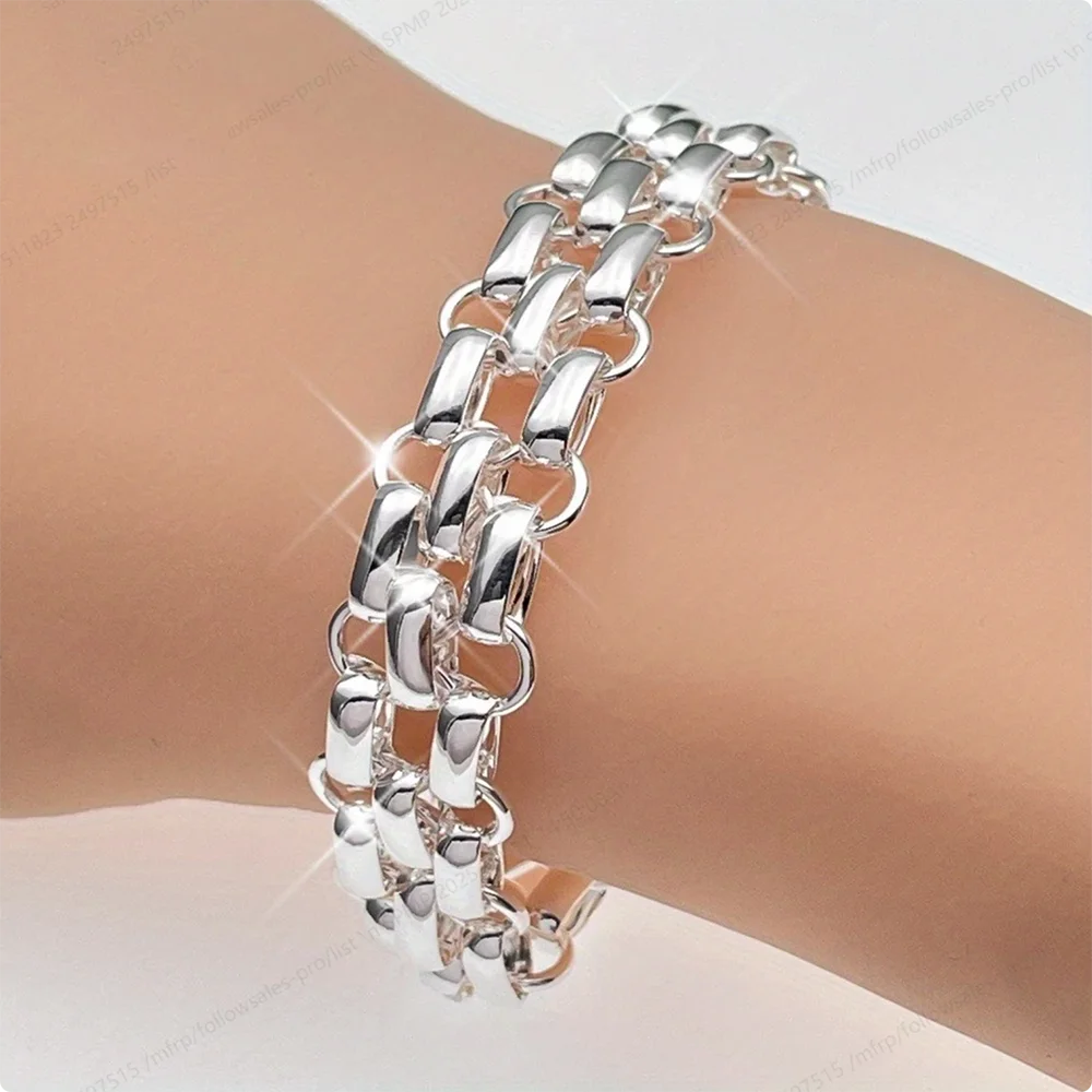 

New 925 Sterling Silver Charm Classic 8 Inches Bracelet For Men Women Fashion Wedding Engagement Gifts Party Jewelry
