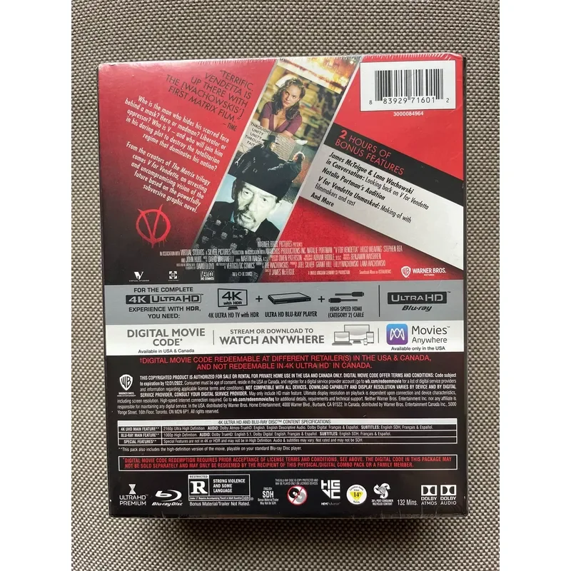 New V for Vendetta 4K UHD Movie High Definition Digital Video