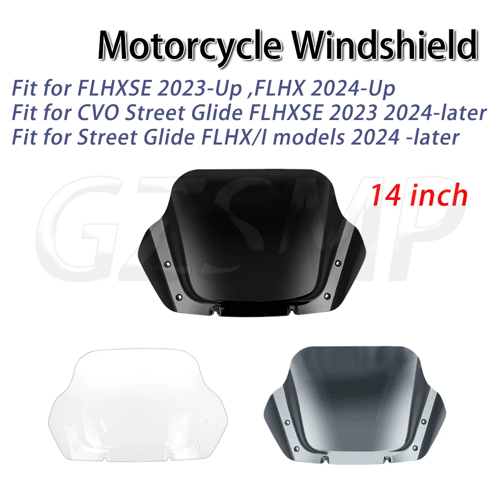 

Motorcycle 14" Windshield Windscreen Deflector Fit for Harley Touring Street Glide FLHX FLHXSE 23-Up FLHX/I