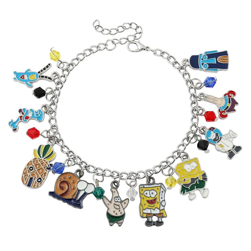 Charm Bracelet Patrick Star Gary Snail Pineapple House Pendant Bracelet Cartoon Jewelry Gifts