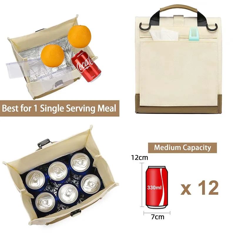 Women's Insulated Lunch Bag, Fashion Tote Leakproof Thermal Lunch Box for Women Girls, Portable Foldable Bag for Office School