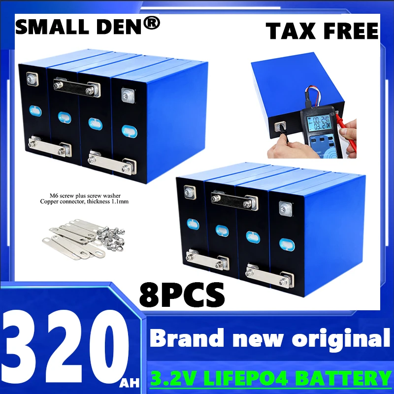 

8pcs 3.2V 320Ah Lifepo4 Battery Grade A DIY 12V 24V 48V Rechargeable Battery Pack for RV Boat Golf Cart Solar duty-free