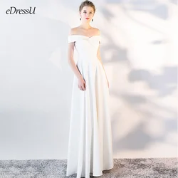 2023 Elegant Evening Dress Women Off Shoulder Long Bridesmaid Prom Dress White Wedding Party Wear YNY-1328