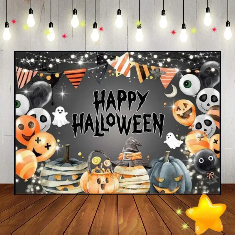 Halloween Bat Lantern Background Photography Backdrops Ancient Trees Photo Party Baby Shower Skull Custom Birthday Backdrop