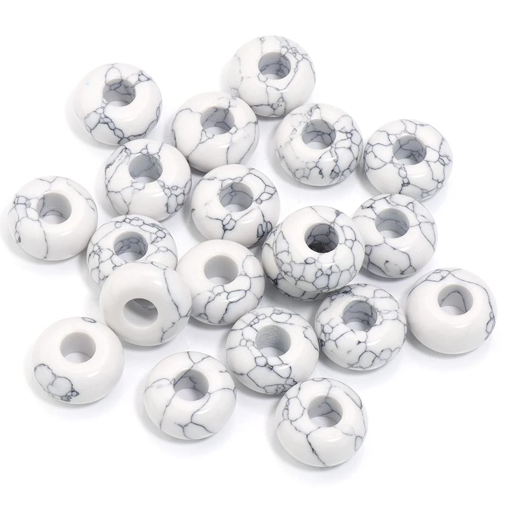 6 stks 14x8mm Natuursteen Kralen Amethist Tijgeroog Agaat Jade Abacus Vorm Big Hole Losse Kralen voor Sieraden Maken DIY Armbanden