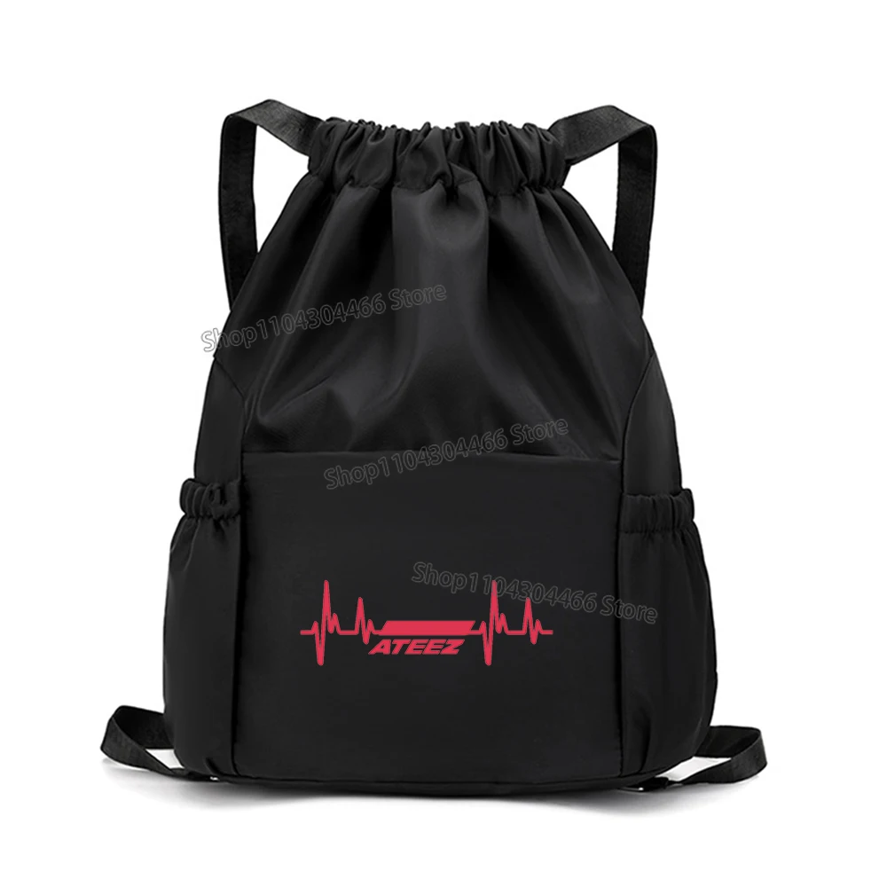 Ateez Merch Kpop Gym Bag for Women,men Gym Backpack Trendy Drawstring Bags Waterproof Drawstring Backpacks High Quality Bag Gift