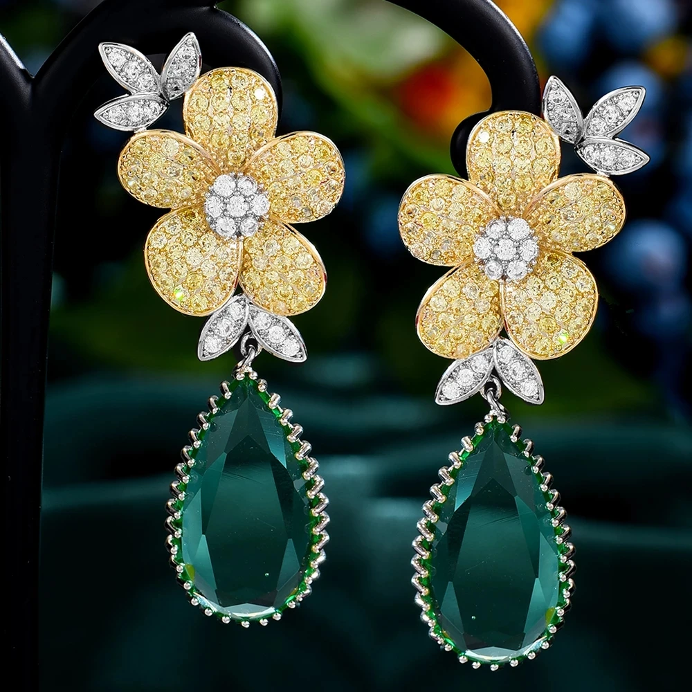 

Missvikki Romantic BOHO Big Green Pendant Earrings for Women Bridal Wedding Party Jewelry Bohemia Style Top Quality Accessories