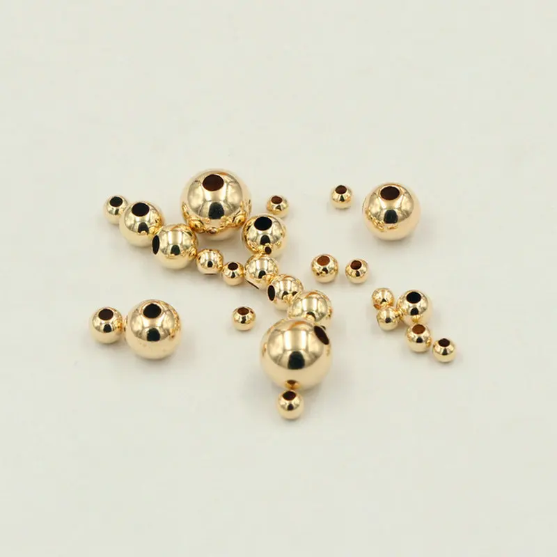 

2-4mm 14K Gold Filled Spacer Beads Smooth Brass Bead Lasting Round Spacer Beads for DIY Necklace Bracelet Jewelry Making
