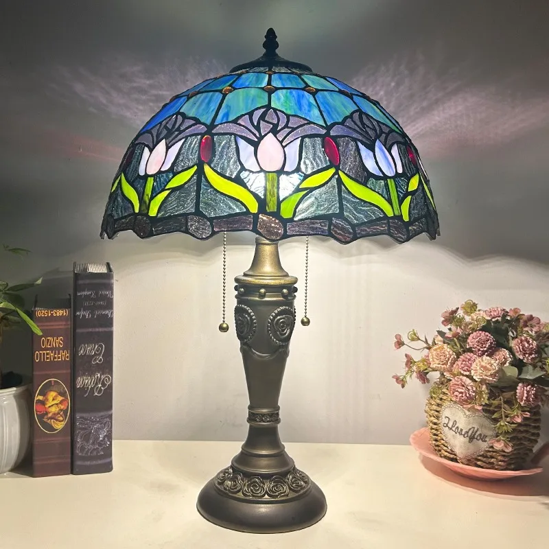 Handmade Colored Glass Lampshade Floor Lamps Designer Pastoral LED Standing Light Living Room Bedroom Homestay Lighting Fixtures