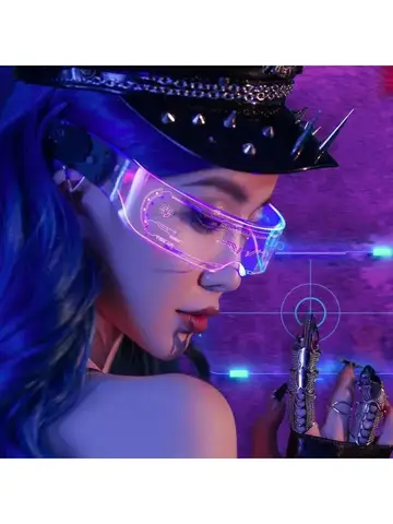 LED Luminous Sunglasses Vintage Punk Goggles Men Women Fashion Party Christmas Colorful Light Up Glasses Shades UV400