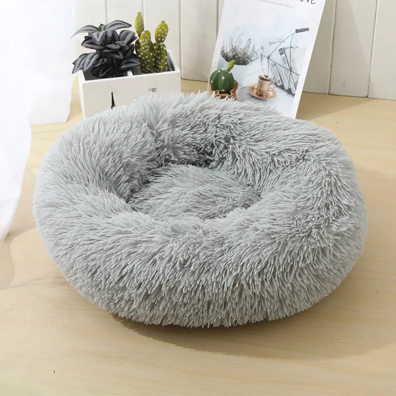 

Round Cat Beds House Soft Long Plush Pet Bed For Dog Bed Basket Pet Product Cushion Cat Mat Animal Sleeping Sofa Pet Manufacture