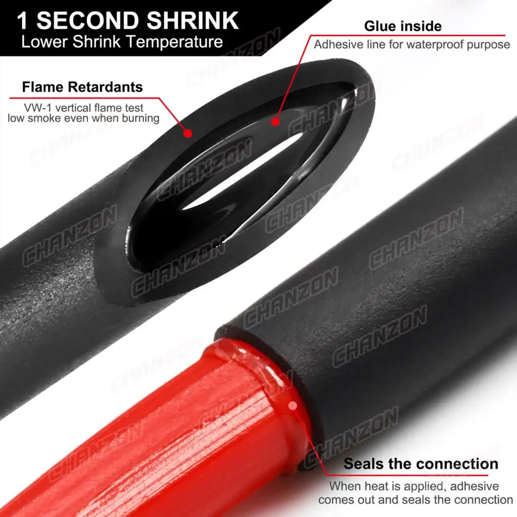 Imagem -03 - Heat Shrink Tube com Cola Adesivo de Parede Dupla Forrado Fio Impermeável Marine Grade Aquecido Envoltório Encolhível 1.22m 2.5m 4:1 452 mm