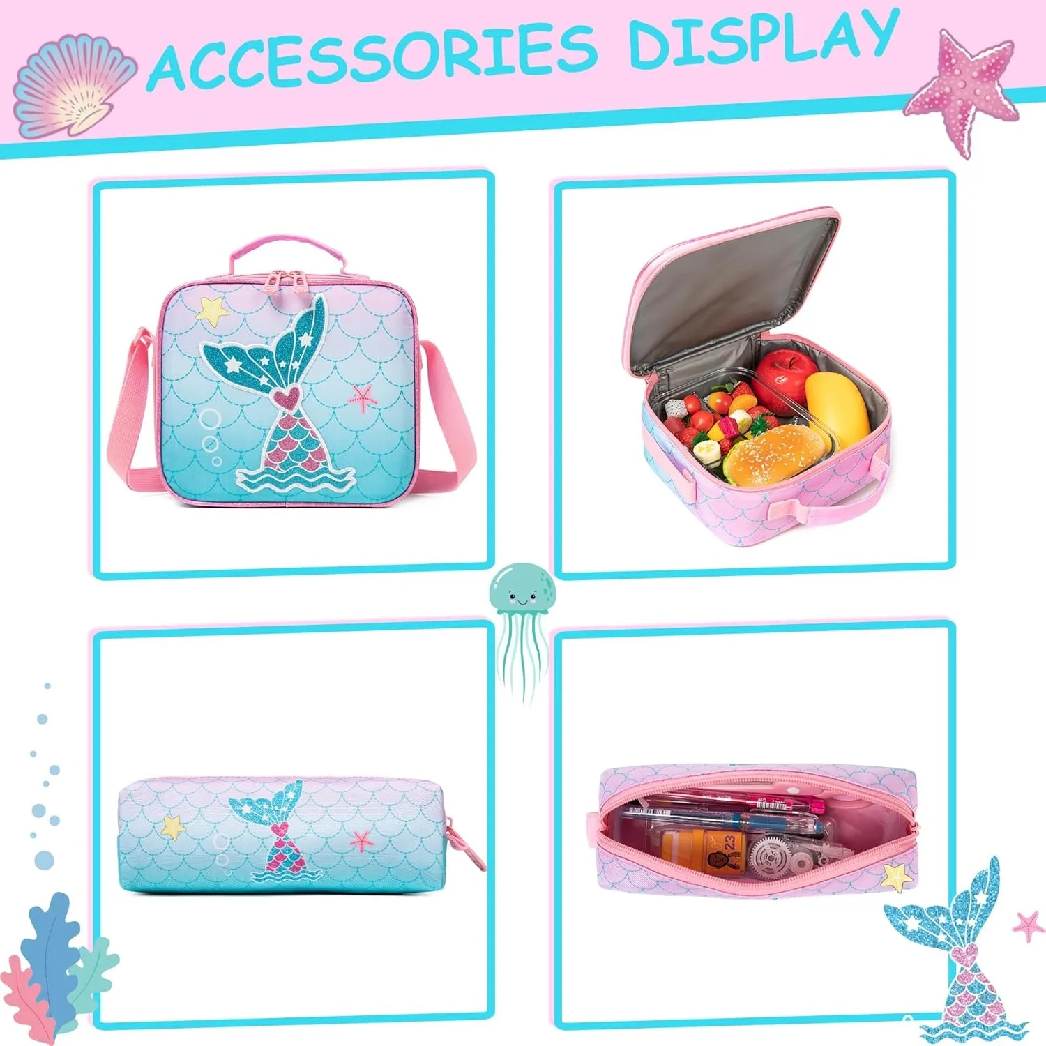 Bunnyfly 3PCS Rolling Backpack for School Kids Wheeled Backpack with Silent Wheels Lightweight Primary School Bag Durable Daypac