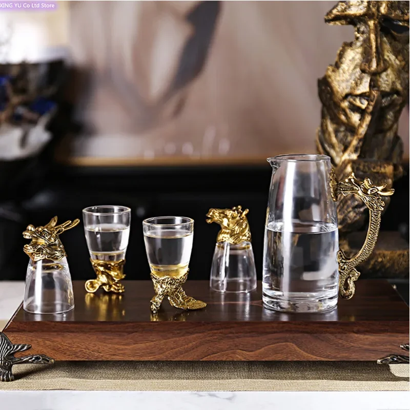 Chinese Zodiac Wine Glass Set Household Wine Dispenser 250ML Bottle 25ML Liquor Glass Imitation Chinese Wine Set Beautiful Gift