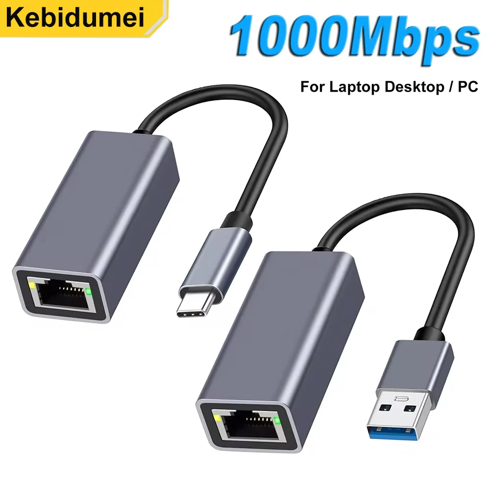 USB Type C Ethernet Adapter 1000Mbps USB 3.0 RJ45 Network Card  For MacBook PC Windows XP 7 8 10 Android USB Lan Internet Cable