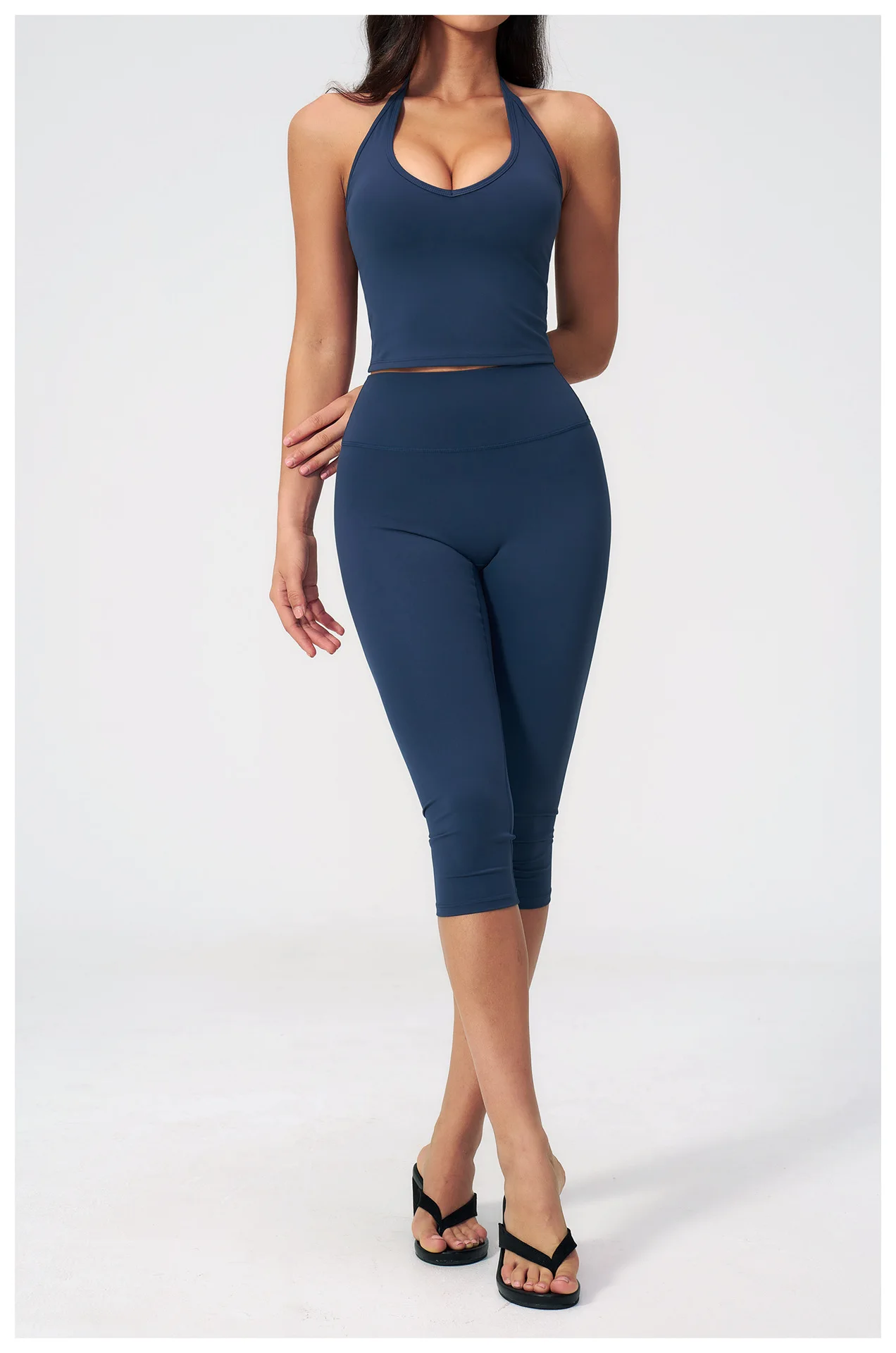 Women Tracksuit Yoga Set 2PCS Sports Set Short Sleeve Fitness Outfits Workout Clothes Running Capri Pants Gym Suit Athletic Wear