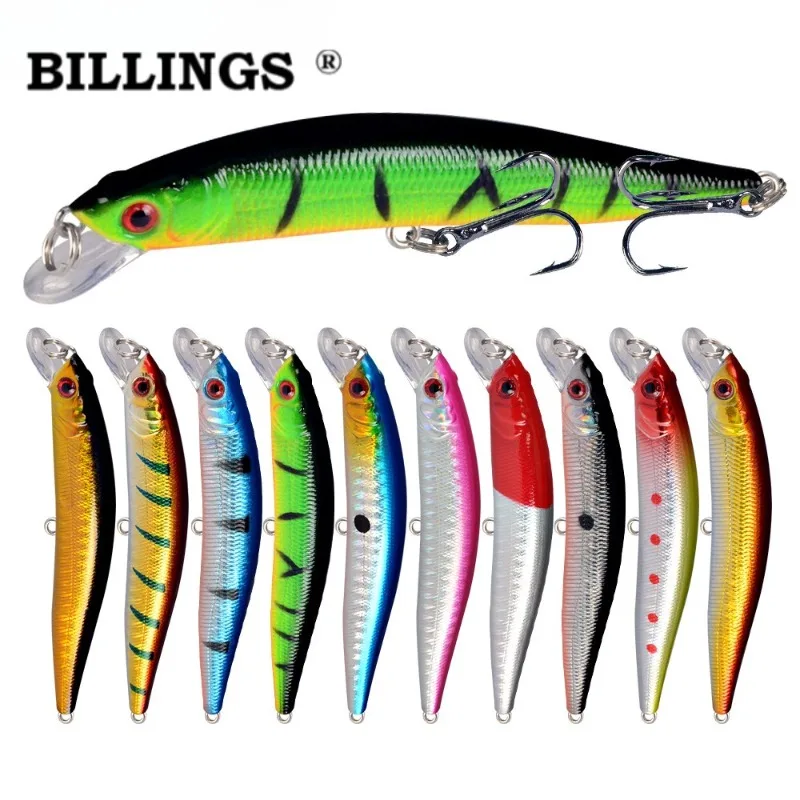 BILLINGS 1 Stück Schwimmender Bionischer Minnow-Köder 9,5cm/8,5g Praktischer Realistischer Kunststoff-Hartköder Angelzubehör Praktisches Angelgerät