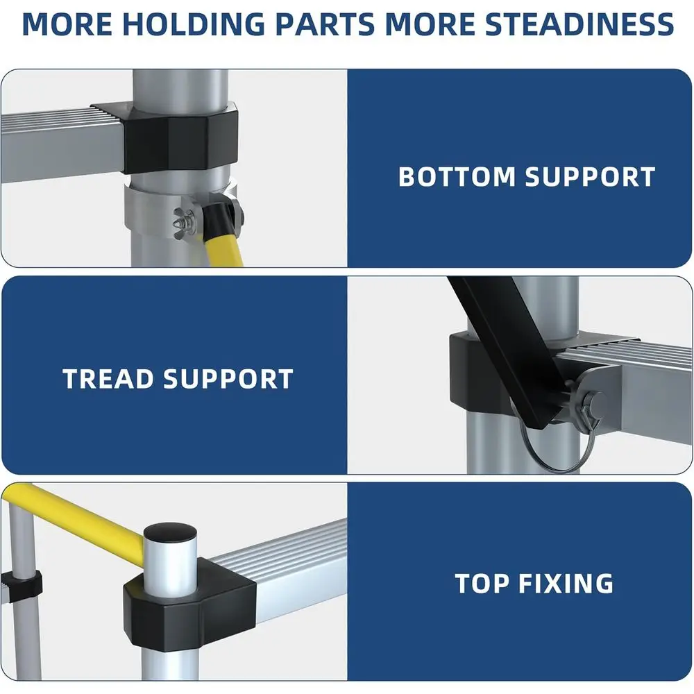 Adjustable 10' Multi-Position Scolding Platform with Deck & Guardrail, 500 lbs Capacity